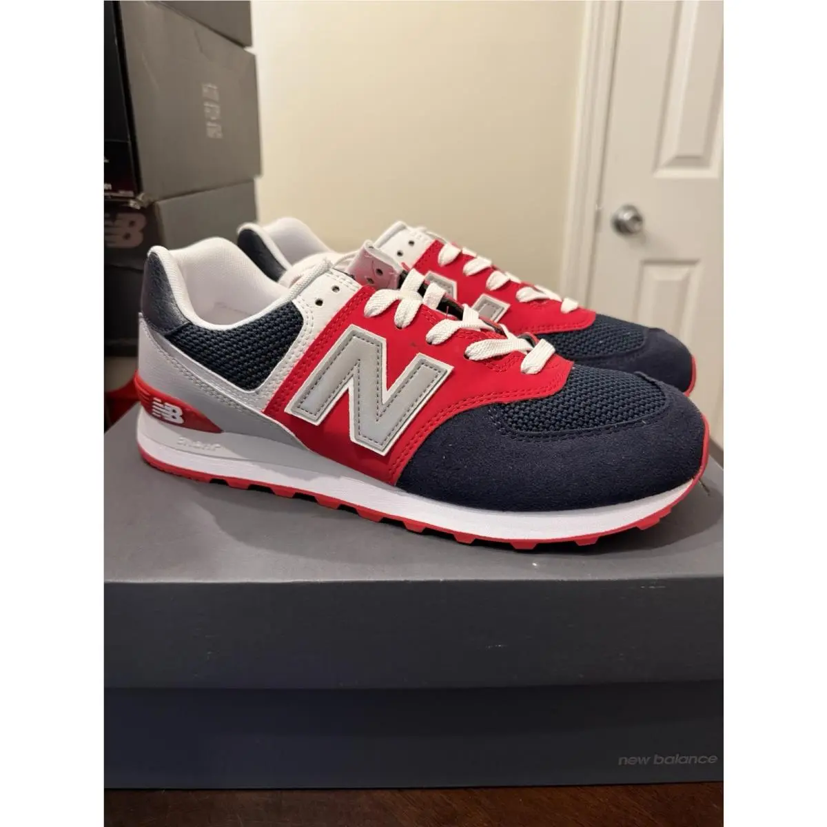 New Balance shoes - New Balance 574 - Dark Blue,red,white,grey (UPC: 0194768245619) 0