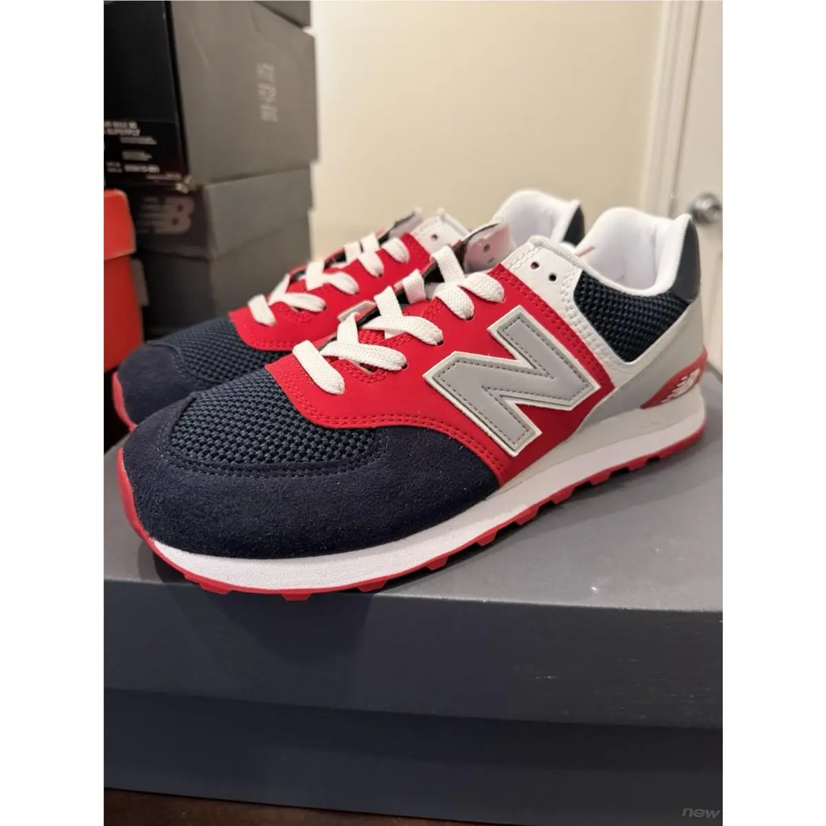 New Balance shoes - New Balance 574 - Dark Blue,red,white,grey (UPC: 0194768245619) 1