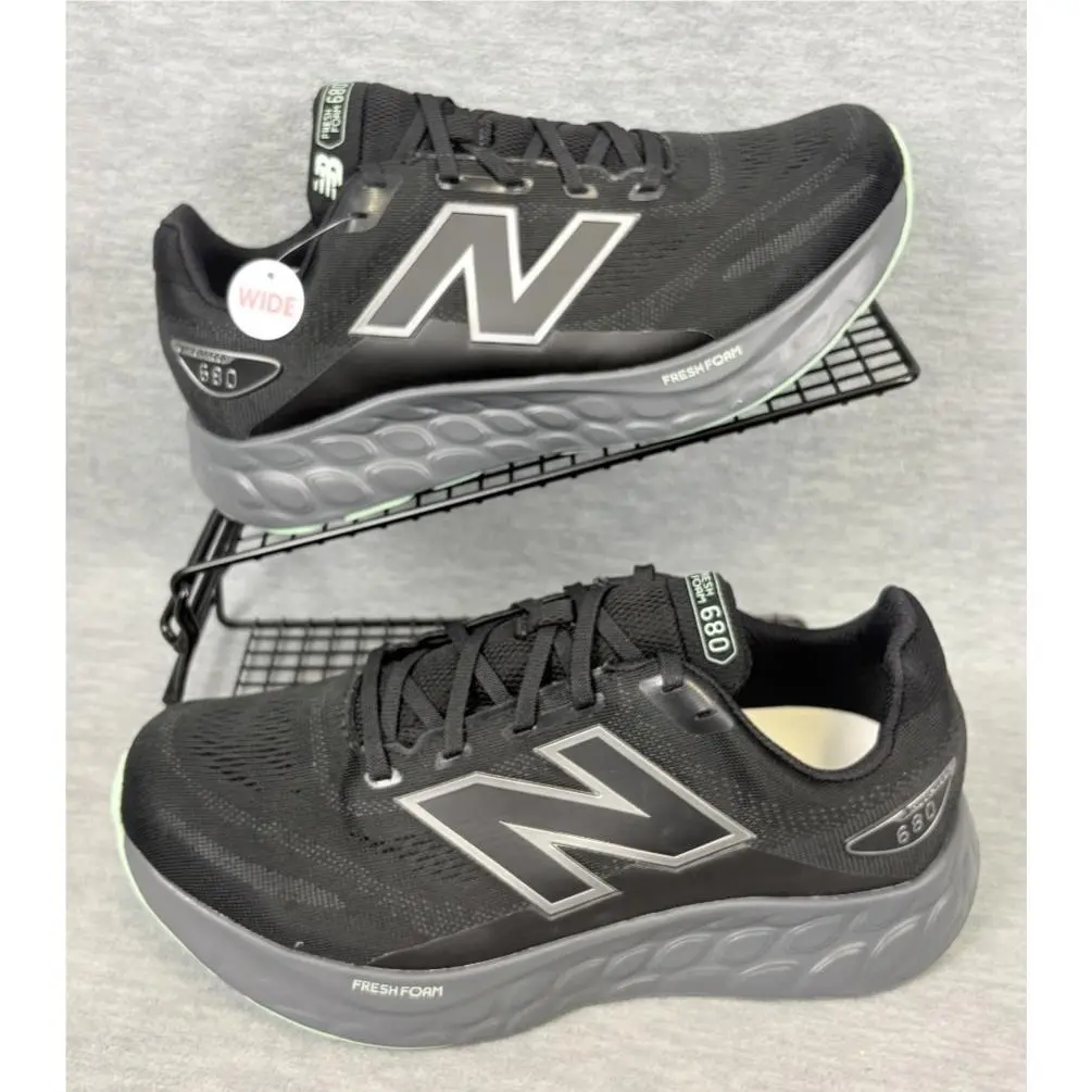 New Balance 680 V8 Waterproof Running Sneakers Womens 8.5 4E Black Outdoors