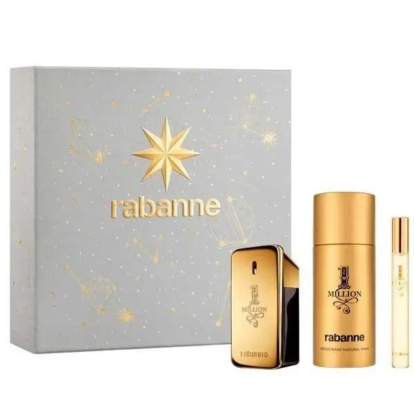 1 Million by Paco Rabanne Men`s 3 PC 3.4oz Edt 5.1oz Deodorant 0.34oz Mini