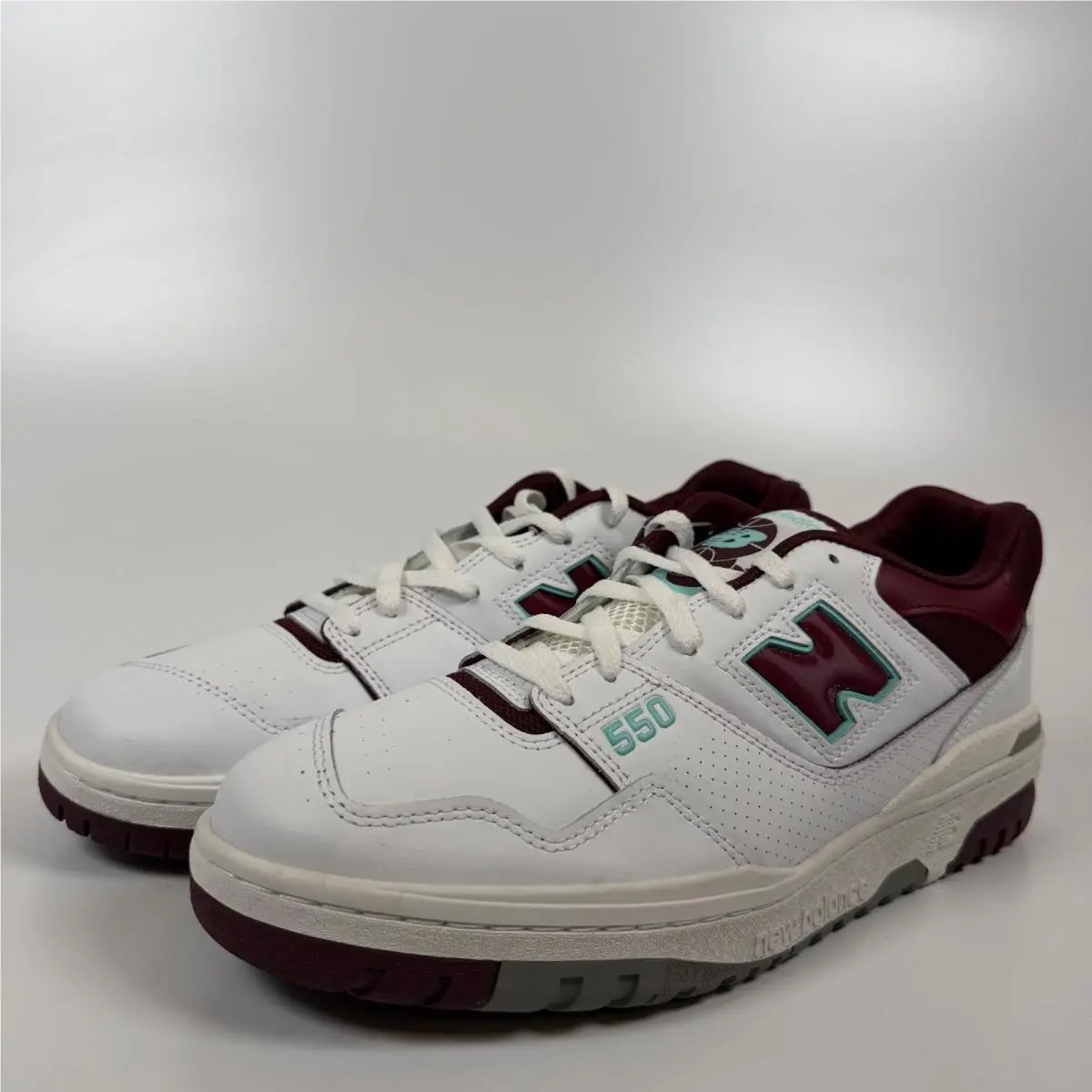 New Balance 550 Burgundy Turquoise White Mens Sneakers BB550WBG Size 12