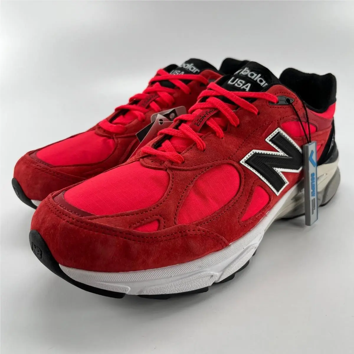 New Balance 990v3 Made in Usa Red Suede Black Mens Sneakers M990PL3 Size 11