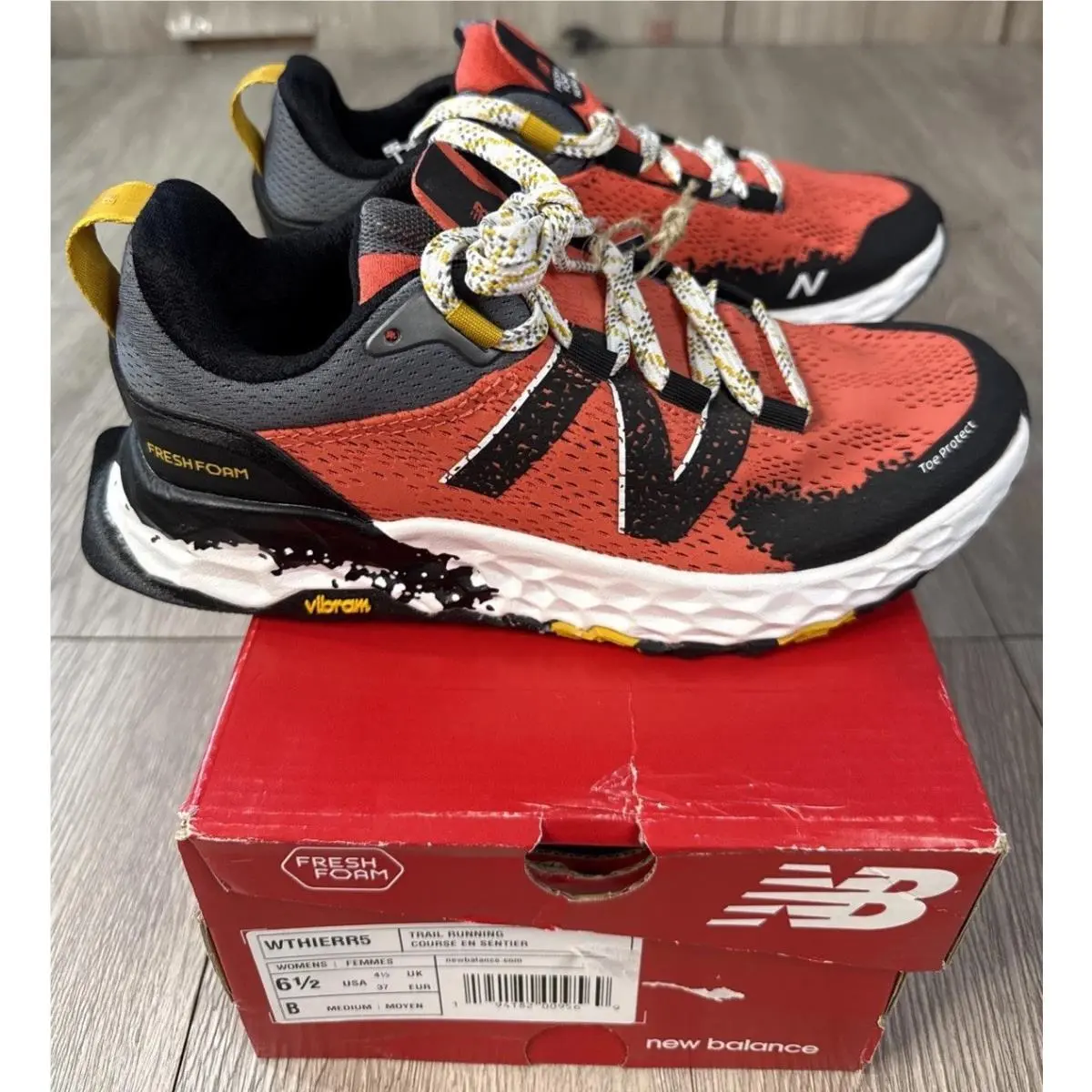 New Balance Women’s Hierro Trail Running Shoes Size 6.5 B Orange/black New
