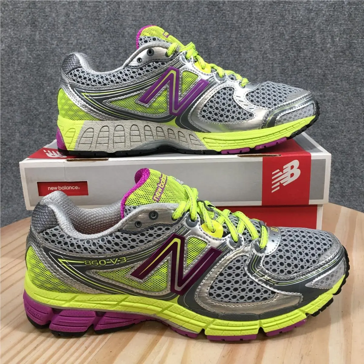 New Balance Sneaker Women 11 860 V3 Ndurance Running Shoes Gray Green Purple New