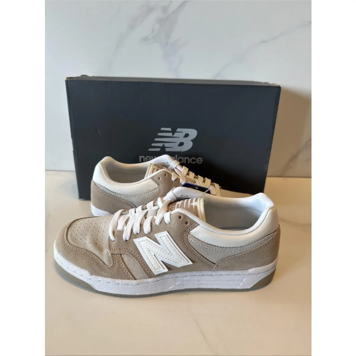 Men’s Size 8 New Balance Court Shoes Brown Beige Women’s Size 9.5 BB480LEA New