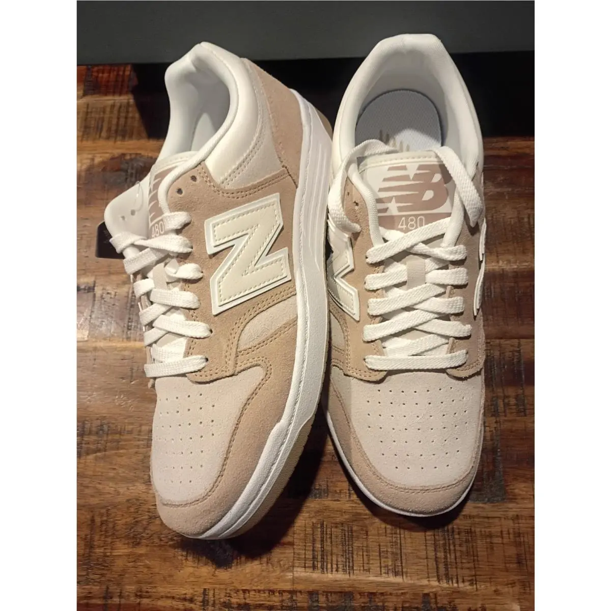 Mens New Balance 480 BB480LEA Brown Beige Suede Court / Casual Sneaker Sz 9.5