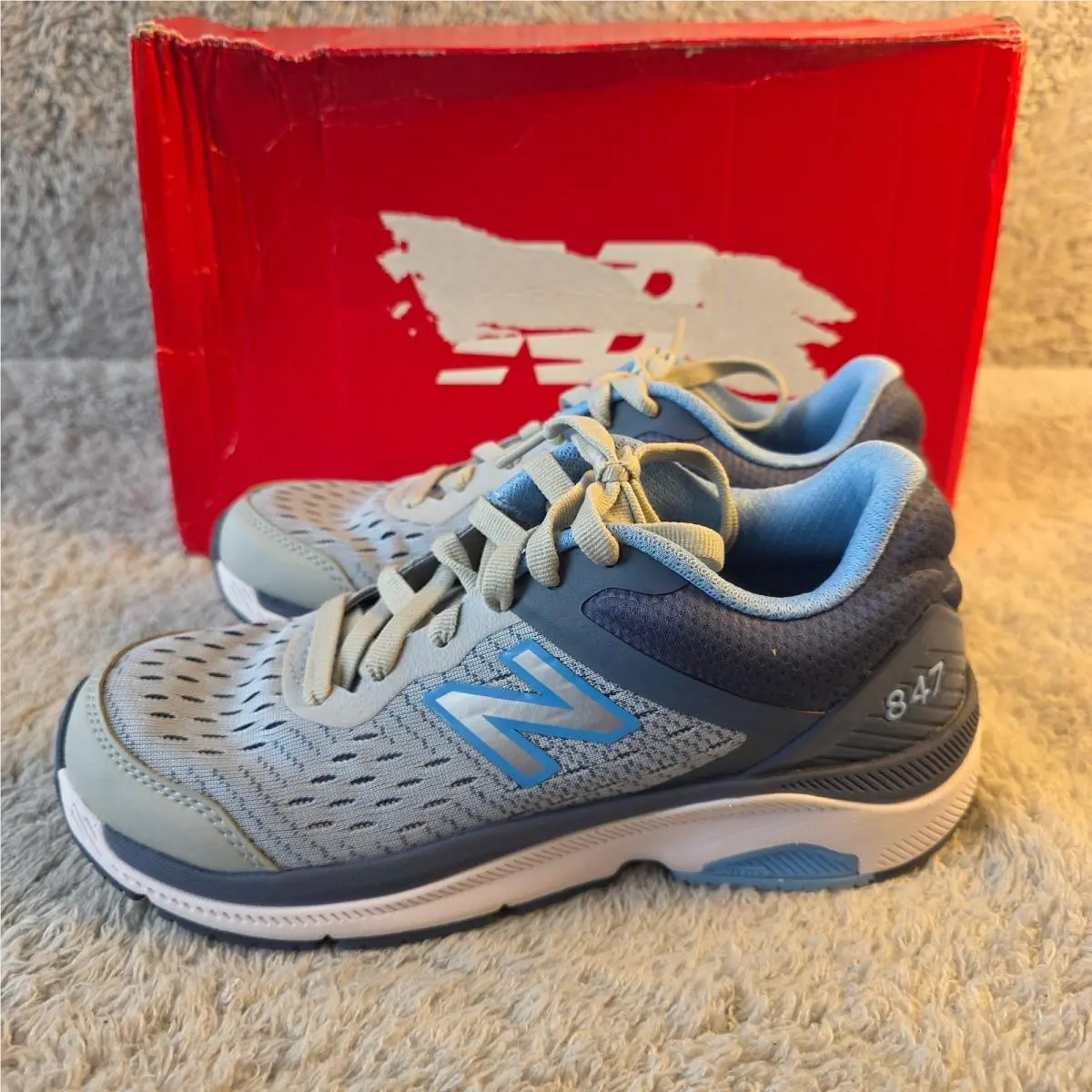 New Balance 847v4 Women`s Walking Shoes Sneakers Aluminum Indigo Sz 6