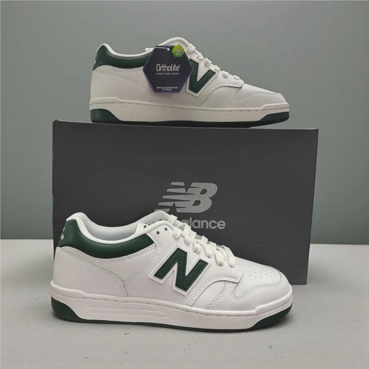 NB New Balance sz 7.5 Mens 480 White Green Ortholite Sneakers Comfort Foam