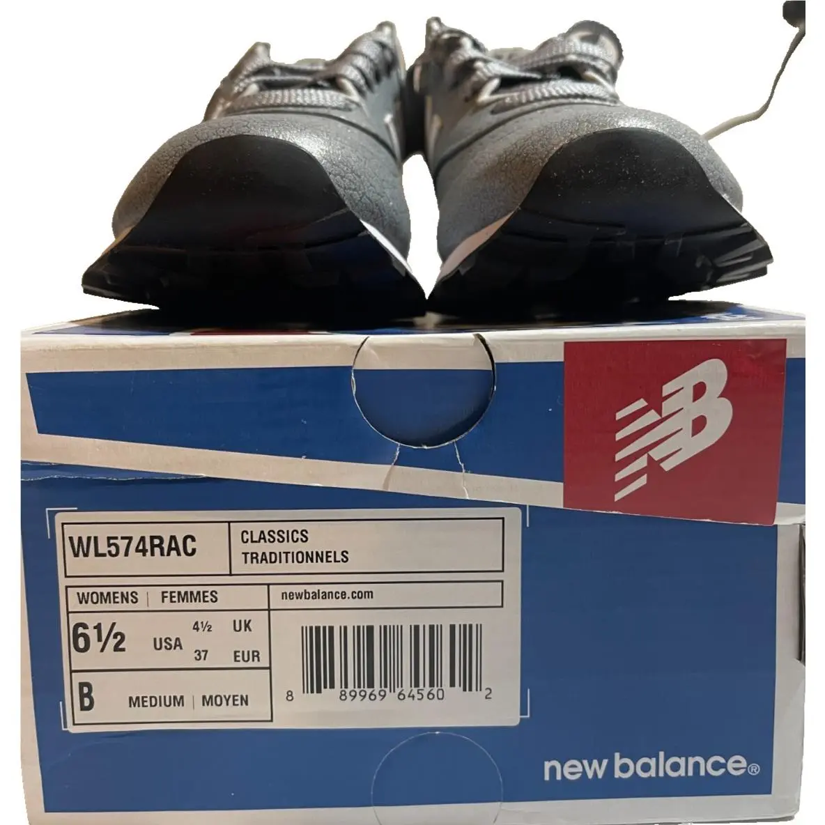 New Balance WL574RAC Women’s Classics Sneakers – Black/grey – Size 6.5 –