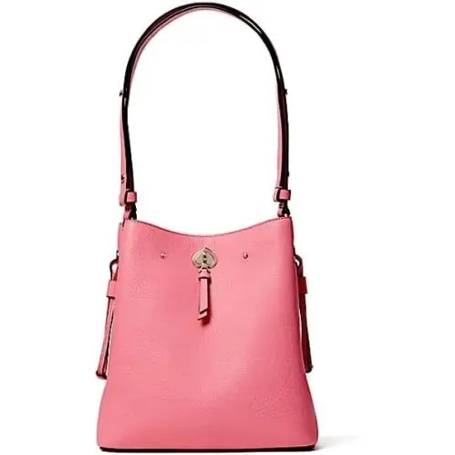 Kate Spade New York Marti Large Bucket Shoulder Handbag Pink Pebbled Leather Tot