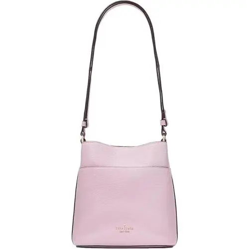 Kate Spade New York Leila Pebbled Leather Small Bucket Bag Purse - Quartz Pink - Handle/Strap: Pink, Exterior: Lilac, Lining: Pink