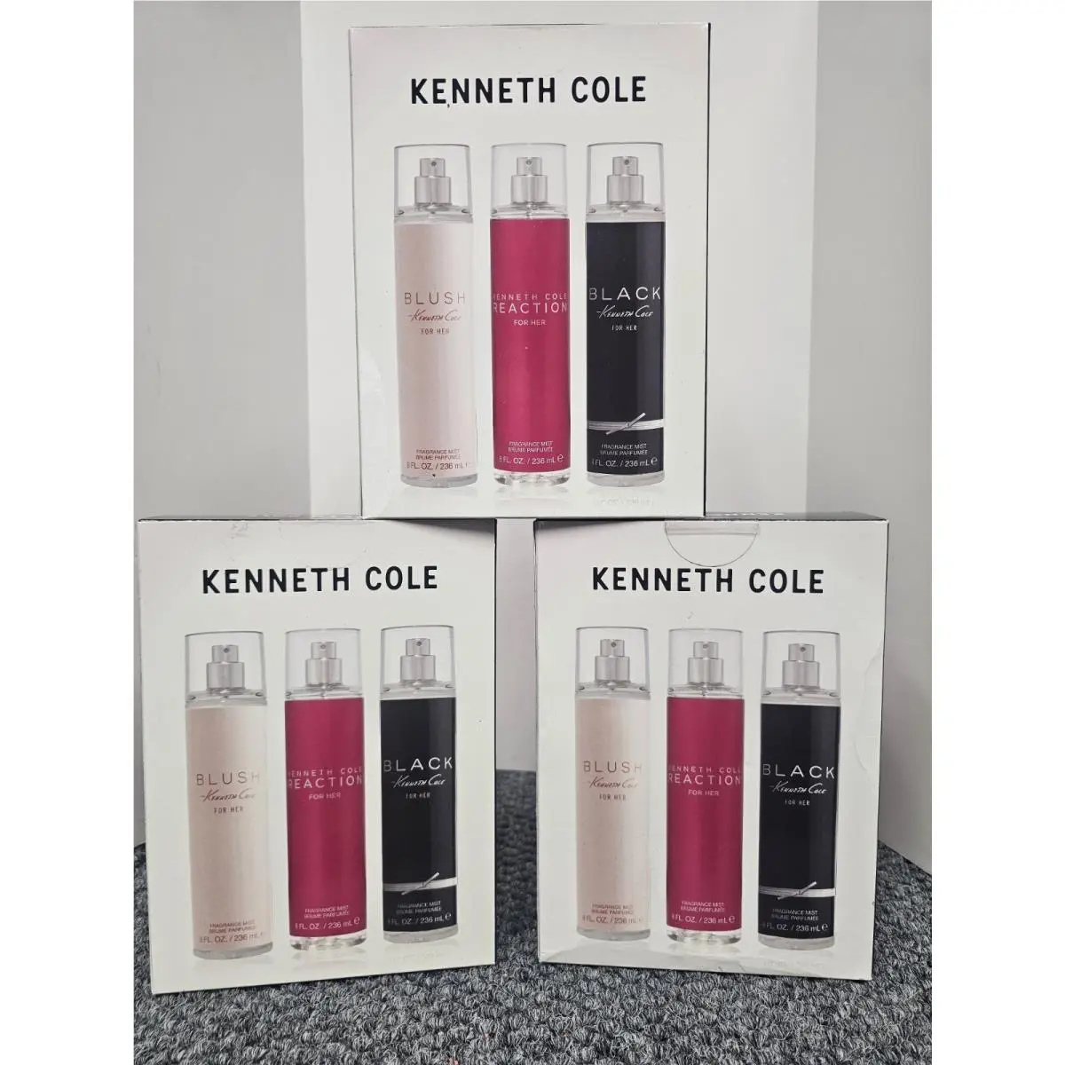3 X Kenneth Cole Fragrance Mist Collection Gift Set Blush/reaction/black 8fl Oz