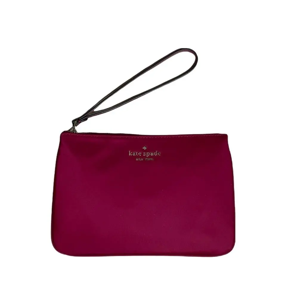 Kate Spade Chelsea Nylon Cranberry Cocktail Medium Wristlet Pouch Bag