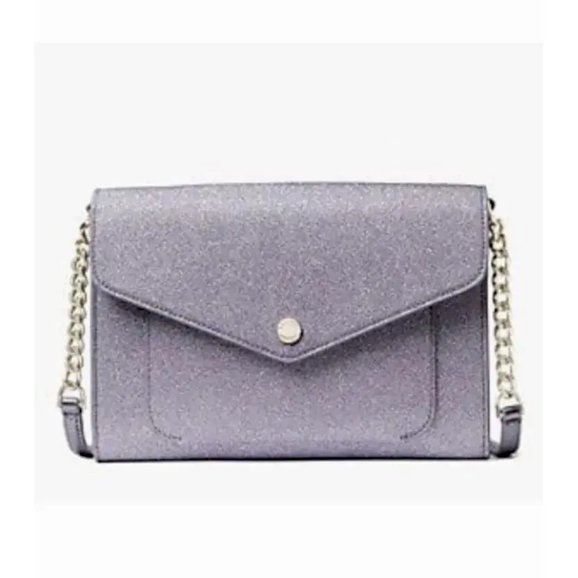 Kate Spade Tinsel Glitter Flap Crossbody Lilac Frost Purple Purse Handbag - Handle/Strap: Purple, Hardware: Gold, Exterior: Lilac