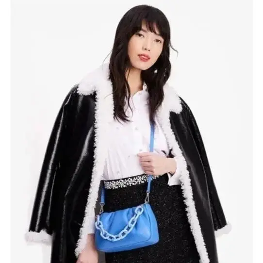 Kate Spade Souffle Smooth Leather Crossbody Shoulder Bag Fluorite Blue