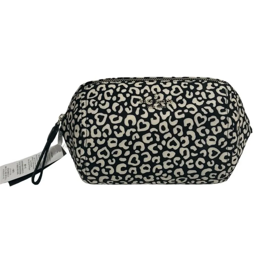 Kate Spade Chelsea Leopard Heart Medium Cosmetic Case - Black