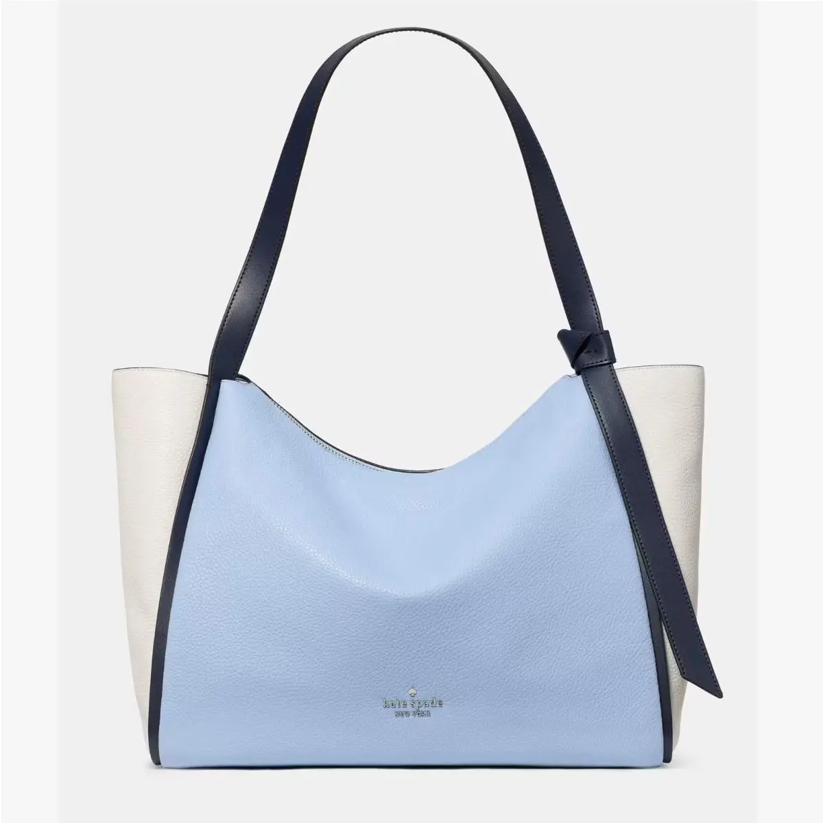 Kate Spade Blue Colorblock Pebbled Leather Tote Shoulder Bag Large
