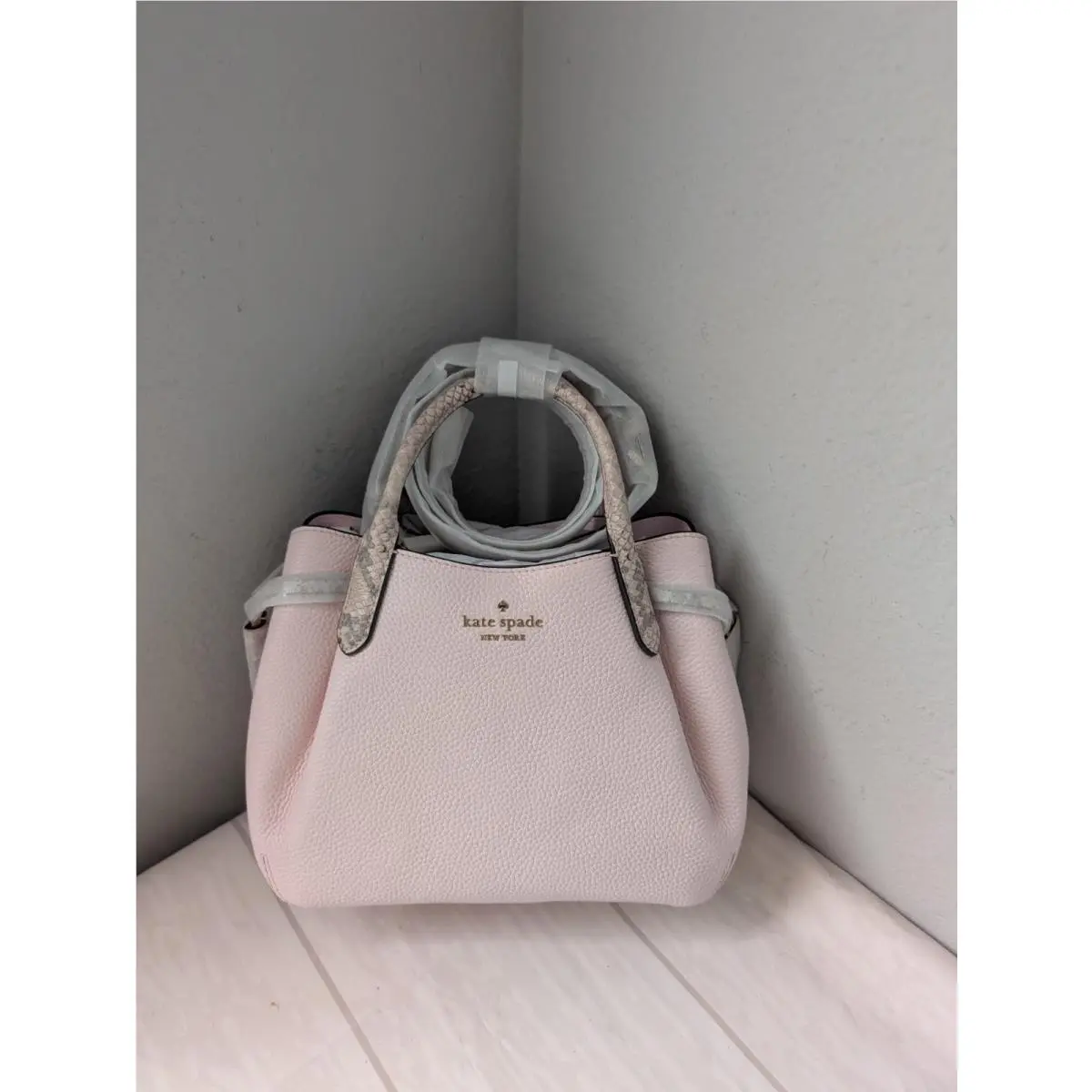 Kate Spade KK095 Dumpling Snake Embossed Small Satchel in Shimmer Pink Multi