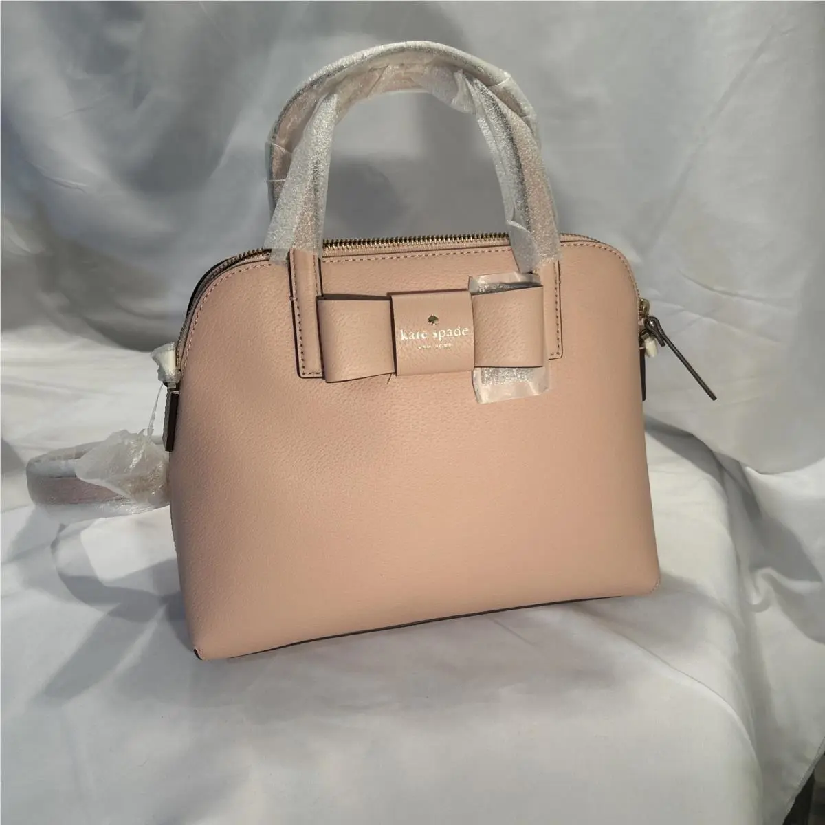 Kate Spade New Light Pink Leather Satchel Bag Top Handle Crossbody Purse 12 Inch