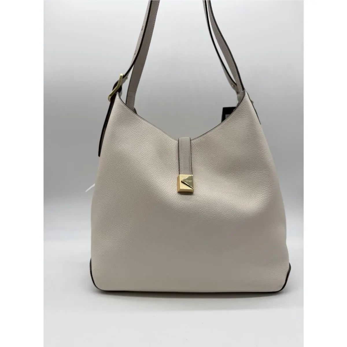 NY Deco Pebbled Leather Colorblock Medium Shoulder Bag - Cashew Milk by Kate Spade