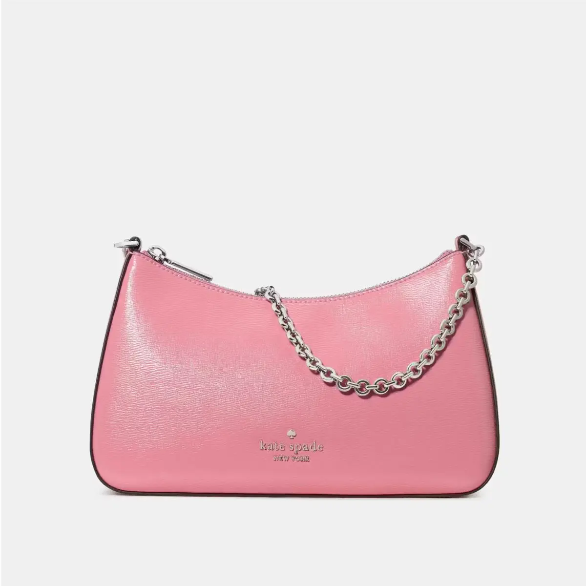 Kate Spade Textured Leather Shoulder Bag Crossbody Pink Chain Strap Purse