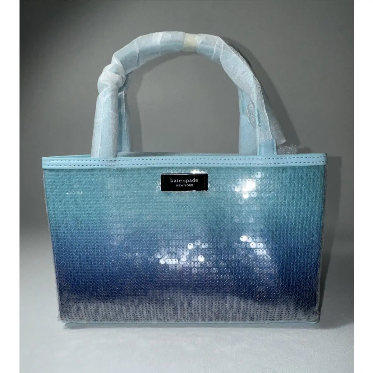 Kate Spade Small Tote Bag Purse Blue Sam Icon Ombre Sequin Gradient Kc238