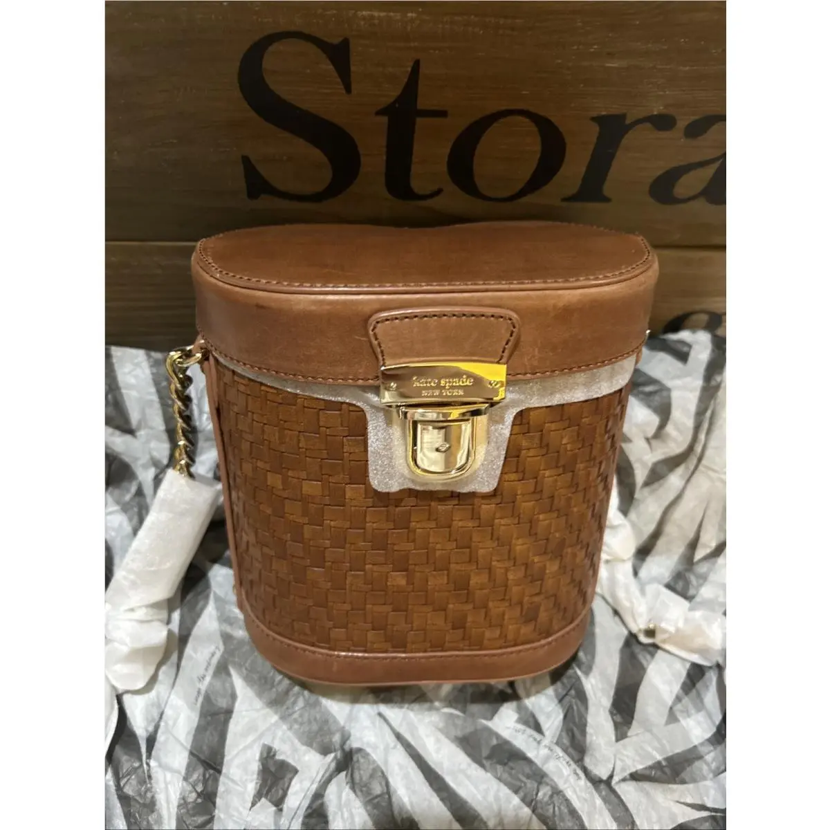 2015 Kate Spade Binocular Bag Flights Fancy Burnished Wicker Crossbody