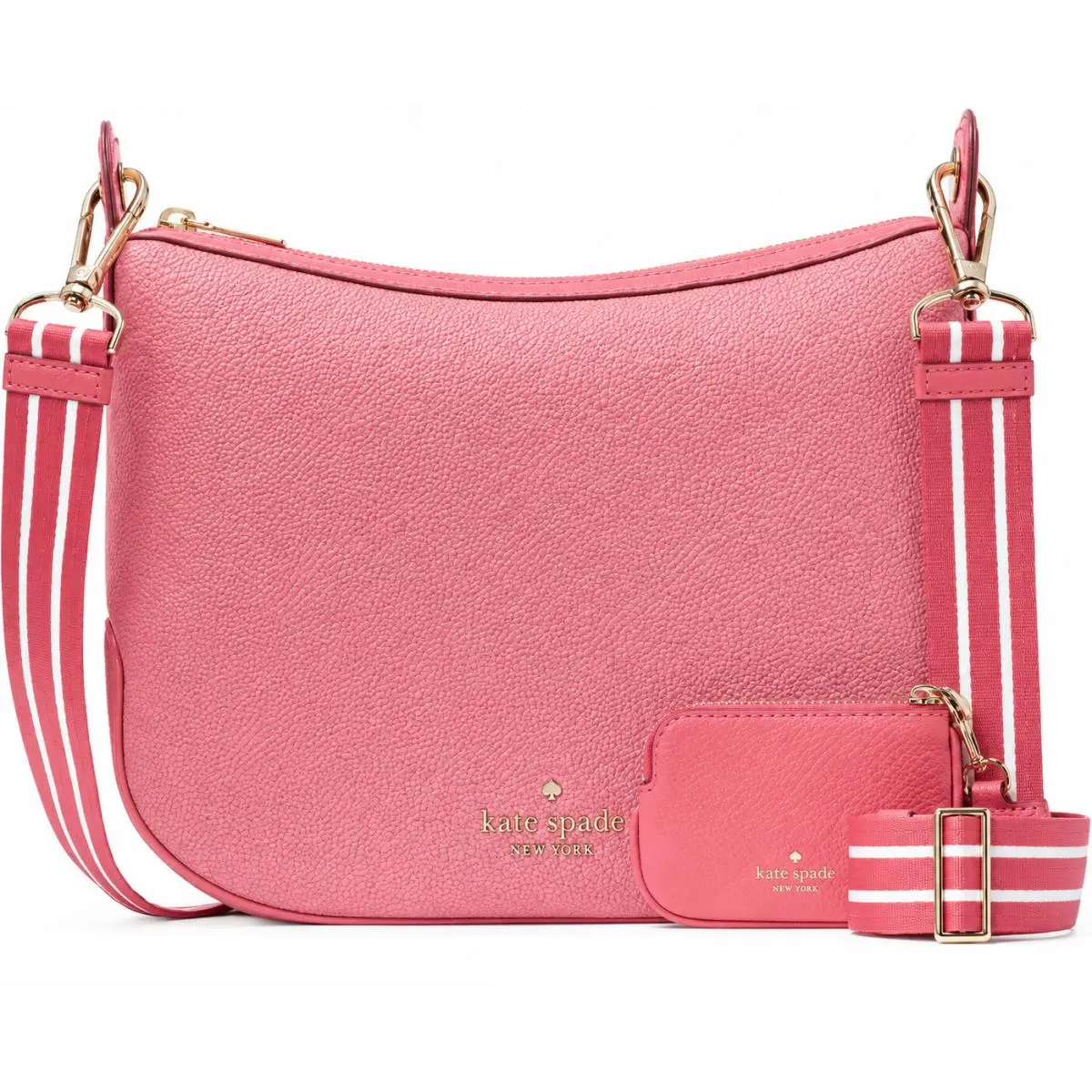 Kate Spade Rosie Canvas Crossbody Pink Peppercorn Coin Purse Extra Strap