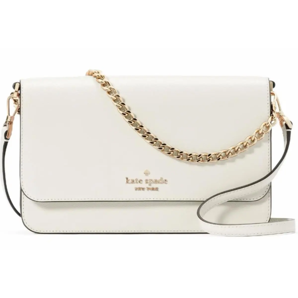 Kate Spade New York White Saffiano Leather Chain Crossbody Bag