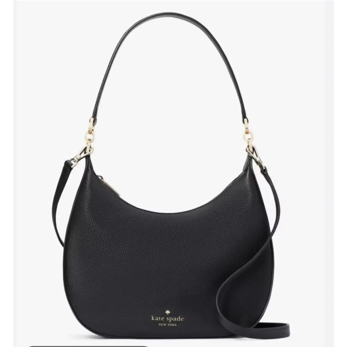 Kate Spade Janie Black Pebbled Leather Shoulder Bag Crossbody Purse Hobo KE660