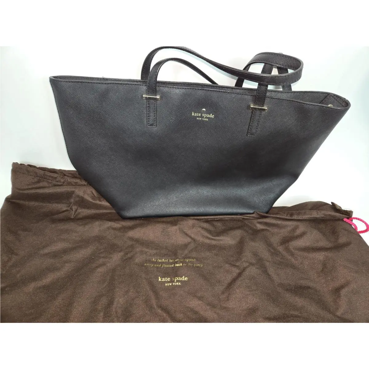 New York Large Black Cedar Street Harmony Leather Tote Handbag by Kate Spade