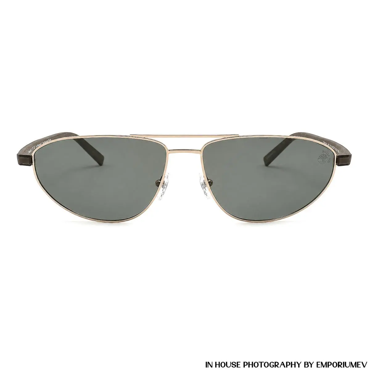 Timberland TB9324 32R Polarized Aviator Sunglasses Gold Frame Dark Green Lenses