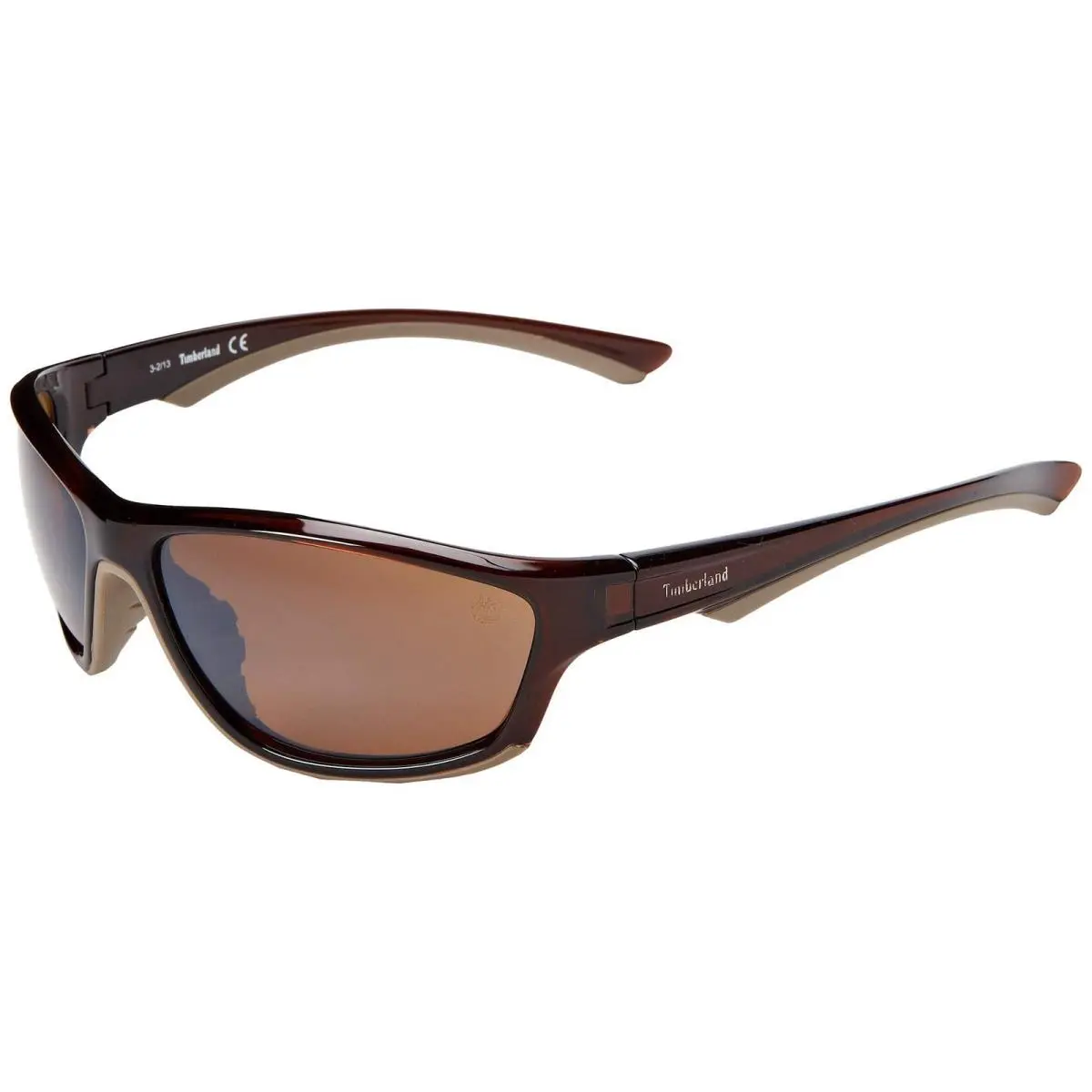 Timberland Men`s TB9045SW6350H Polarized Wrap Sunglasses Brown 63 mm