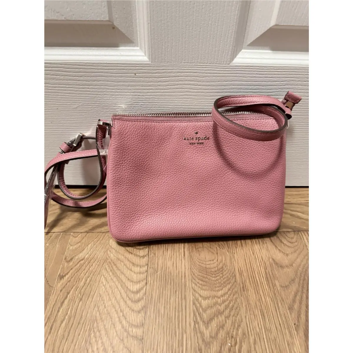 Kate Spade Triple Gusset Crossbody Pebbled Leather Purse Pomegranate