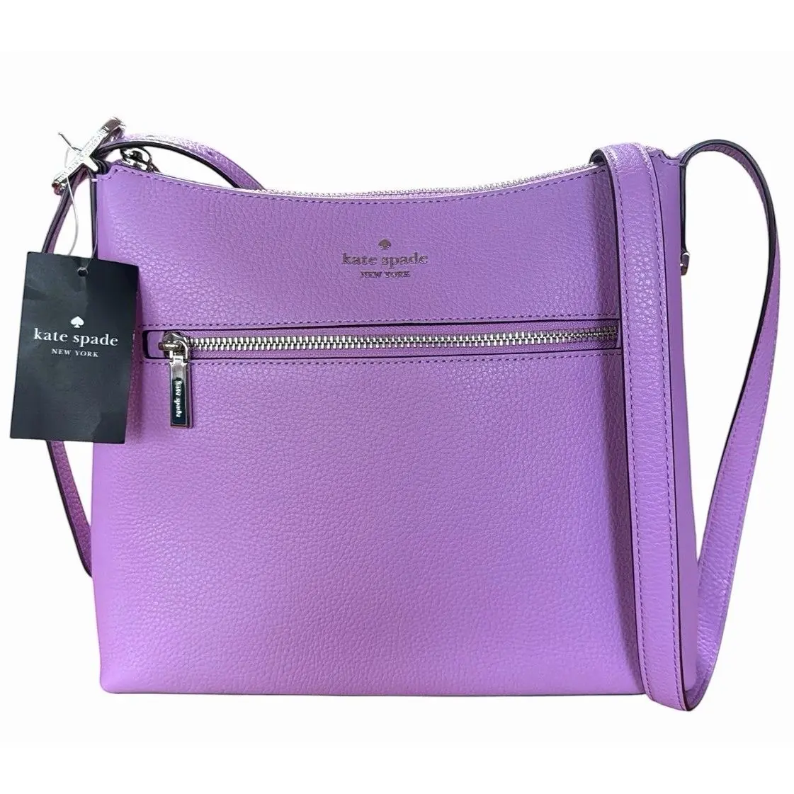 Kate Spade Large Swingpack Crossbody Pebble Leather Wisteria Purple Bag