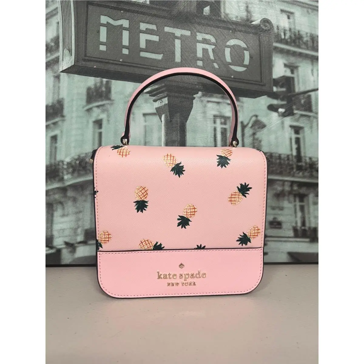 Kate Spade K7629 Staci Square Pineapple Crossbody Pink