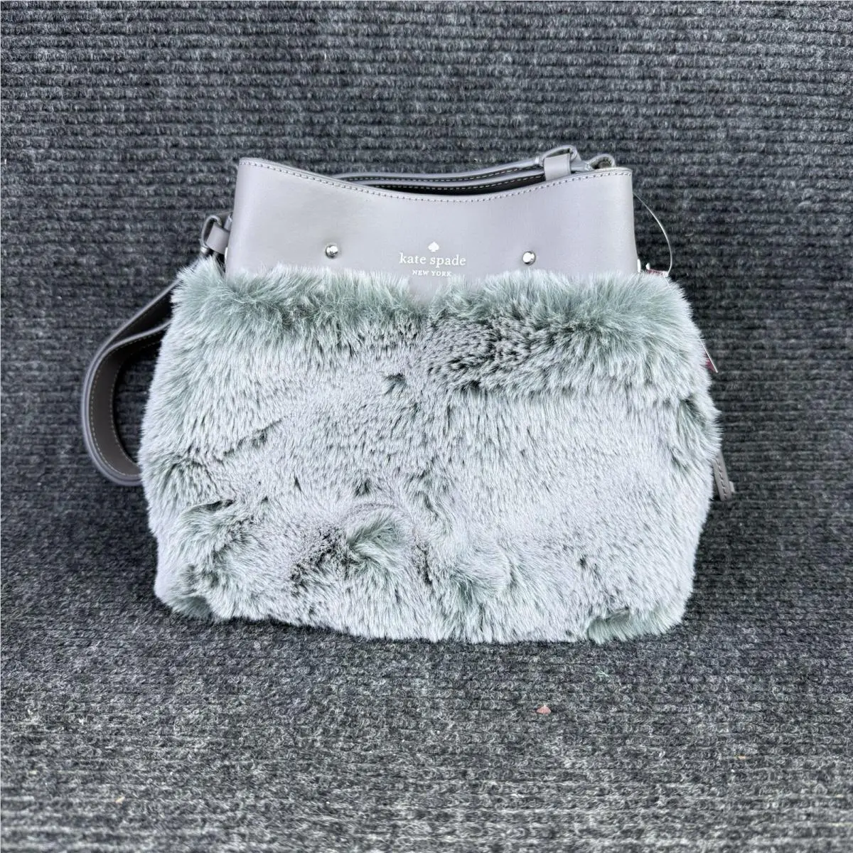 Kate Spade Matti Fur Small Bucket K4639 Grey Gray 020 Fur