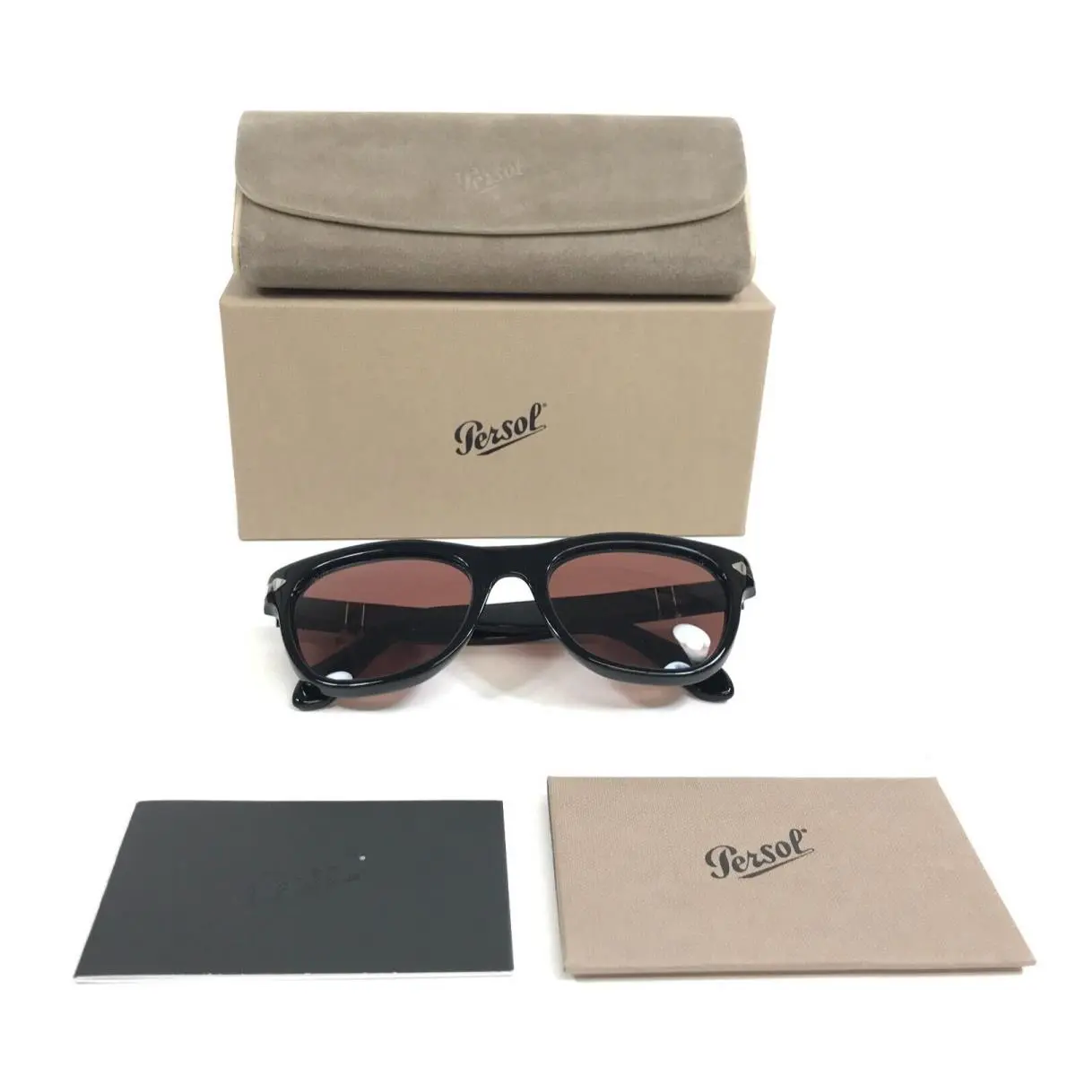Persol Sunglasses 0086-S 95/H2 Polished Black Cat Eye Frames with Brown Lenses