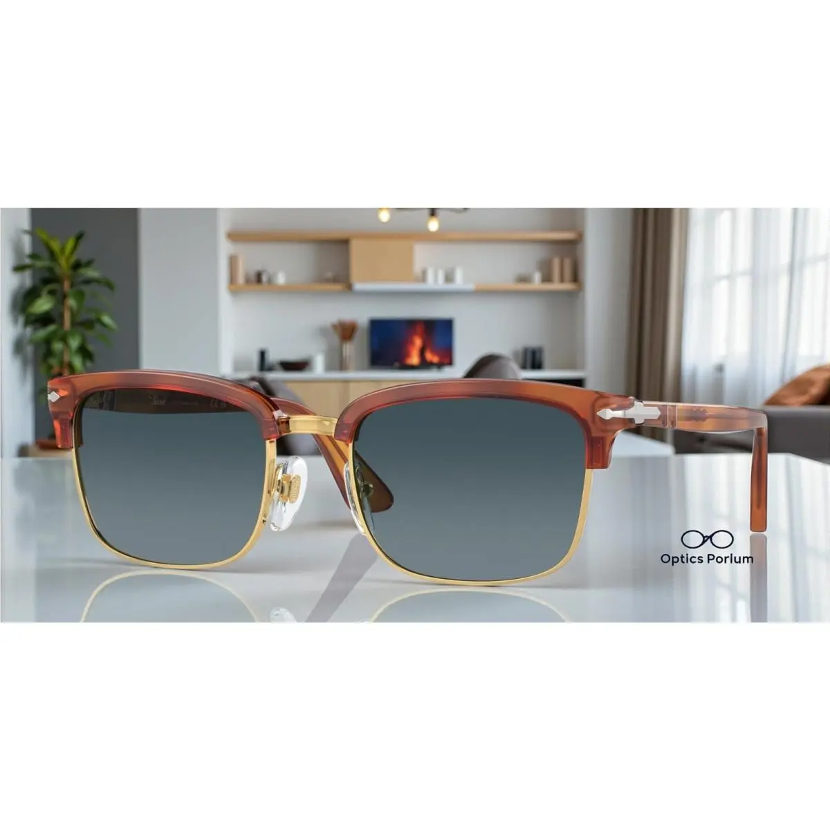 Persol PO3327S 96 S3 Terra Di Seina Blue Polarized 56 mm Unisex Sunglasses