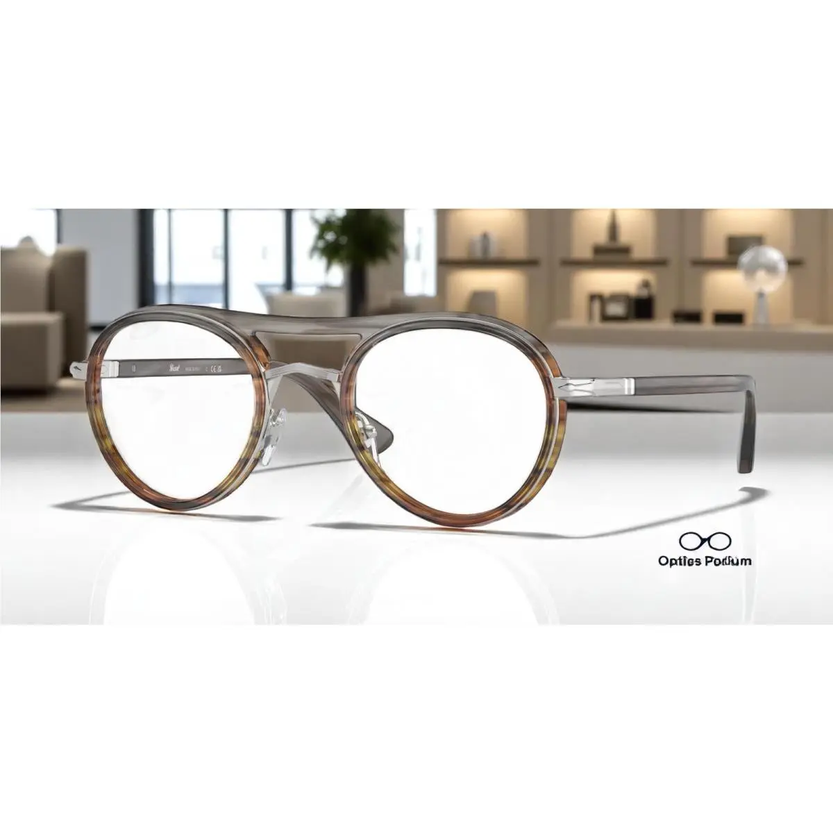 Persol PO2485V 1147 Striped Grey Grd Striped Brow Demo Lens 48 Unisex Eyeglasses