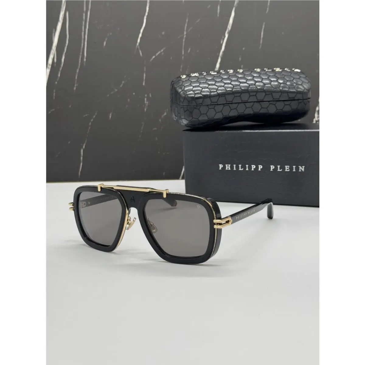 Philipp Plein SPP109V 700K Black Pilot Frame Sunglasses Philipp Ple