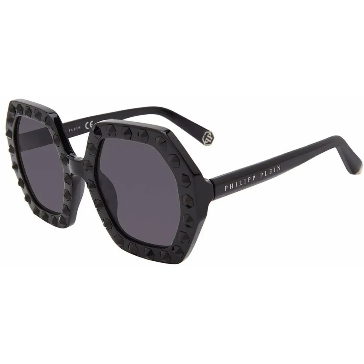 Philipp Plein Hexagonal Designer Sunglasses Spp 039 S 700y 53 mm in Black Grey