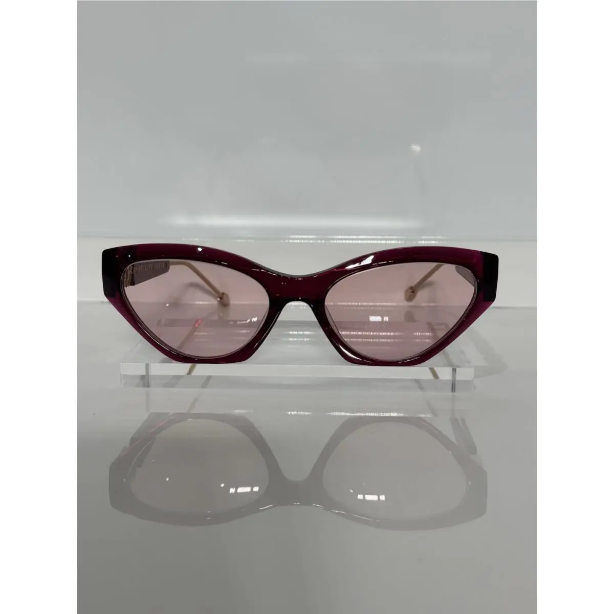 Philipp Plein Queen VPP069S Crystal Ruby Acetate Cateye Custom Pink Sunglasses