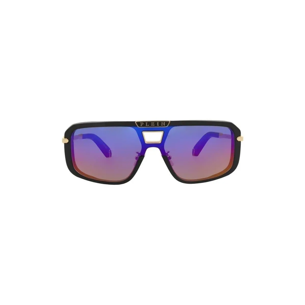 Philipp Plein Men 99mm Aviator Sunglasses Black Gold Rainbow