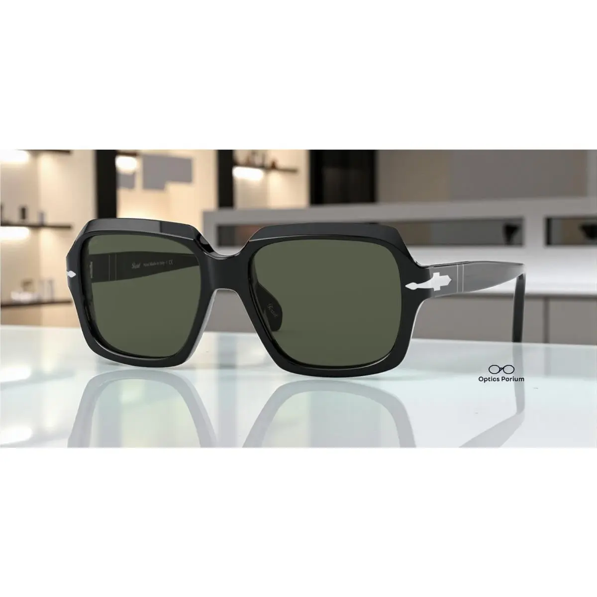 Persol PO0581S 95_31 Square Black Green 54 mm Unisex Sunglasses