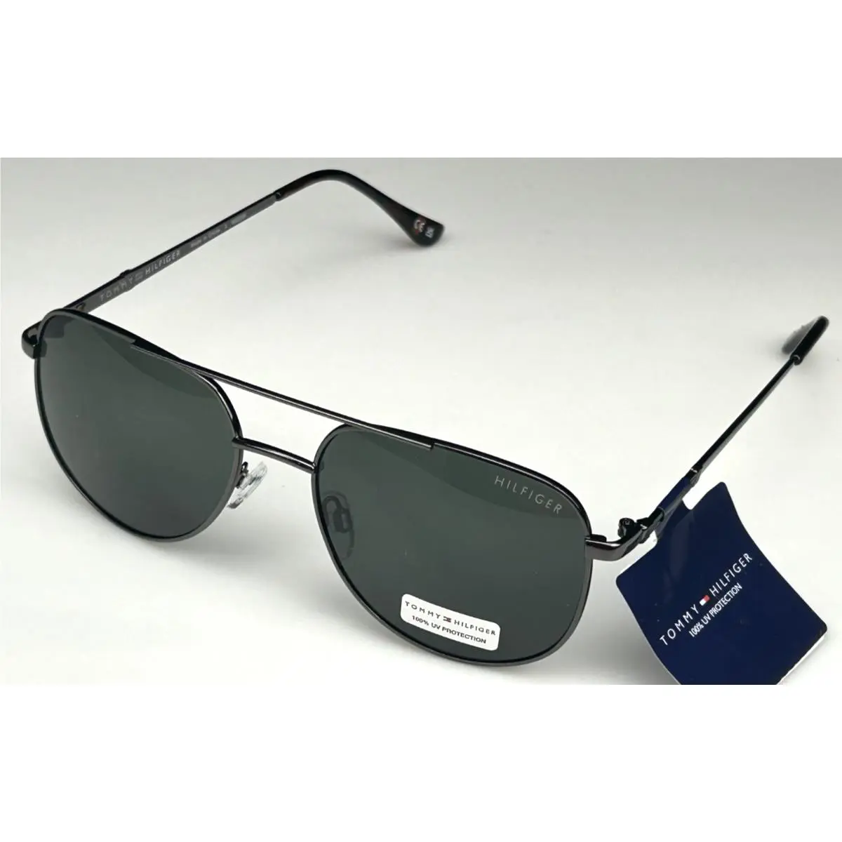 Tommy Hilfiger Men`s 57mm Gunmetal Frame Green Lens Sunglasses MM OM633