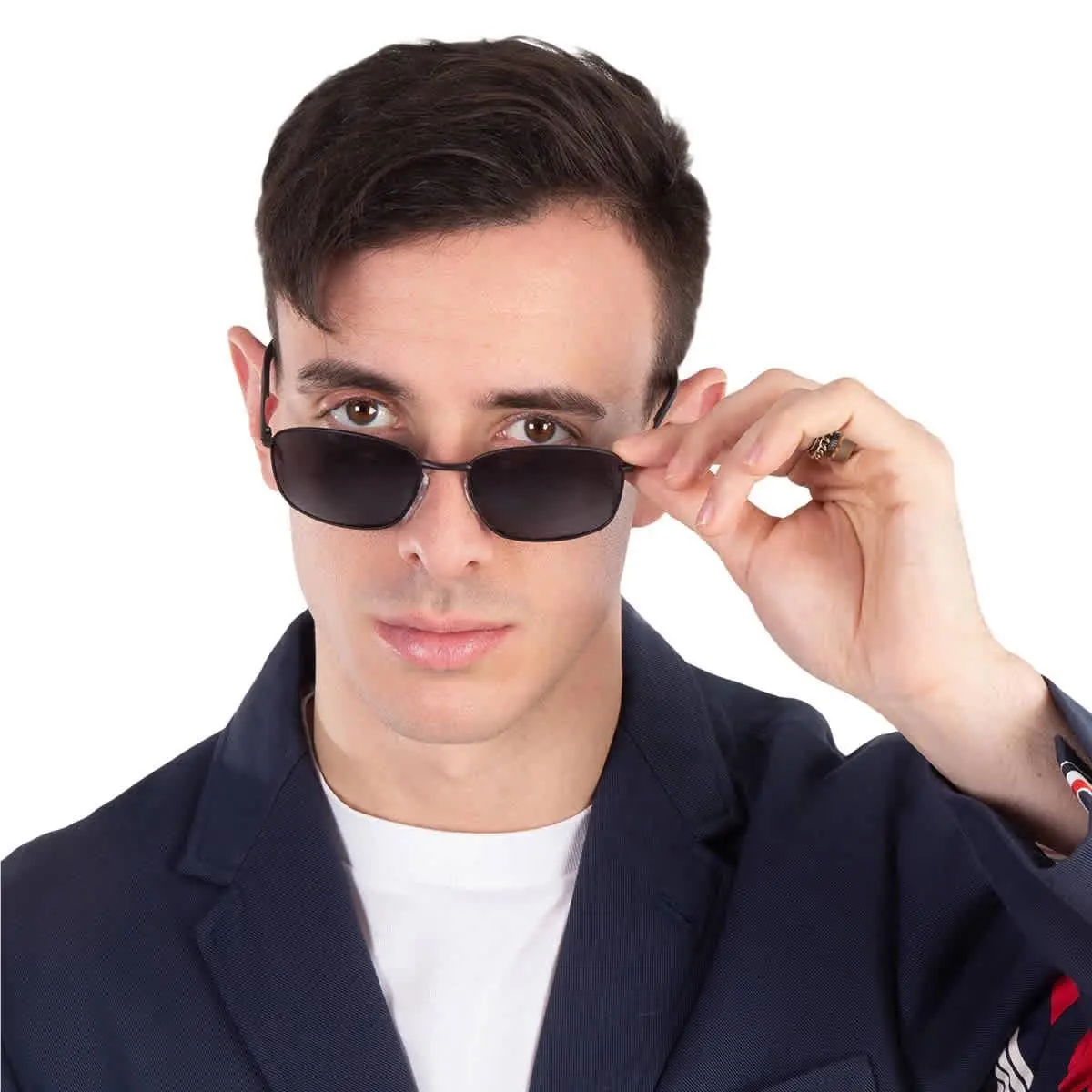 Tommy Hilfiger Grey Rectangular Men`s Sunglasses TH 1768/S 0003/IR 56