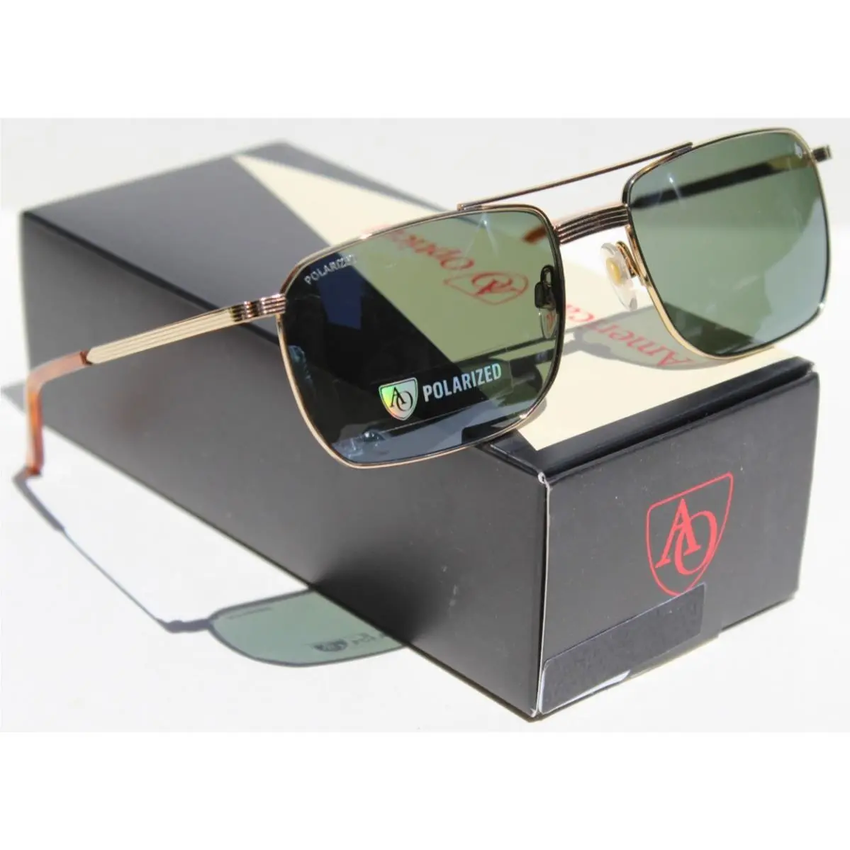 Geoffrey Polarized Sunglasses Gold/green 58-18-145 ST HA Gnn-p by American Optical