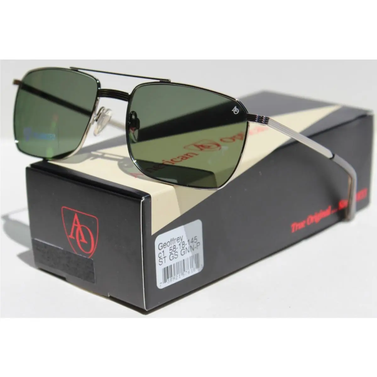 Geoffrey Polarized Sunglasses Silver/green 58-18-145 ST GS Gnnp by American Optical