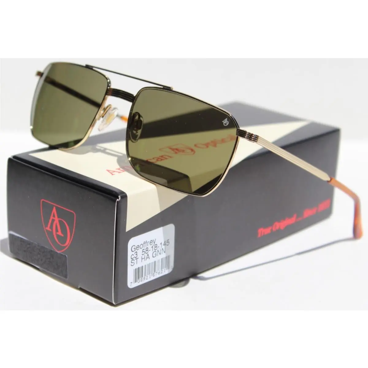 Geoffrey Navigator Sunglasses Gold/green 58-18-145 ST HA Gnn by American Optical